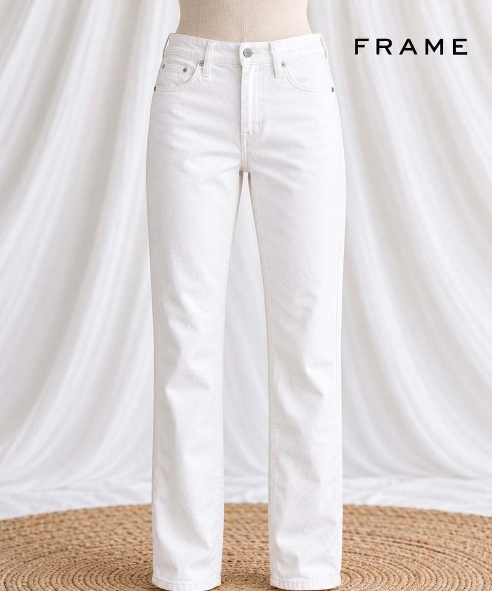 FRAME Le Garçon Blanc White Slim Boyfriend Straight Jeans 29 LGJ009